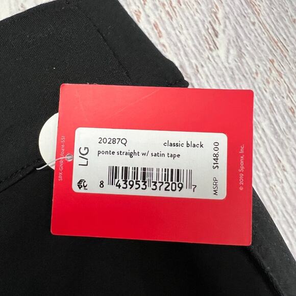 NEW SPANX Ponte Straight Pant w/ Satin Tape SIZE Petite L Classic Black Crop NWT - Picture 4 of 10